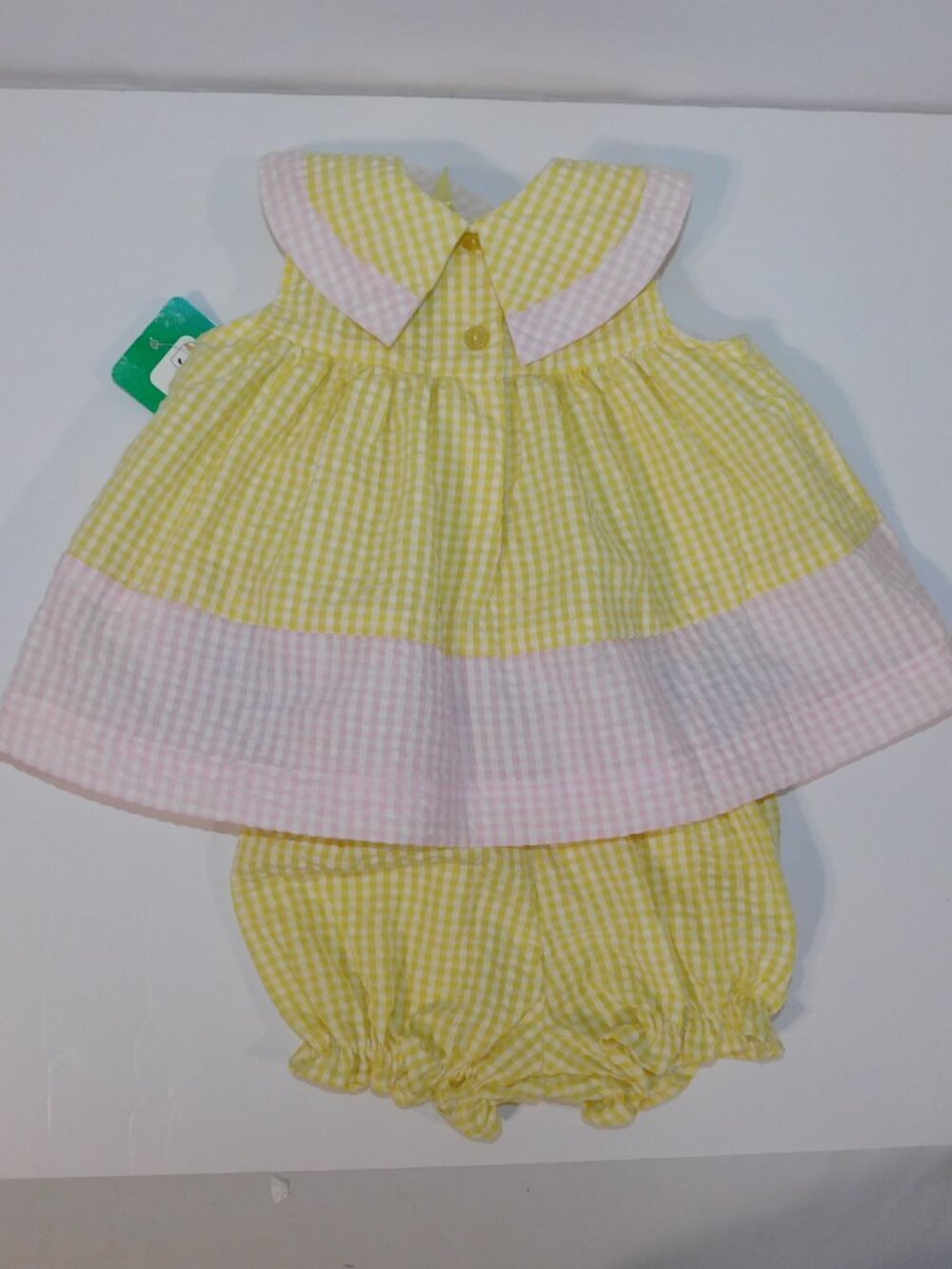 VTG Jo Joe Fashion Yellow Pink Sleeveless Dress Diaper cover & Hat NEW Butterfly - Picture 8 of 9
